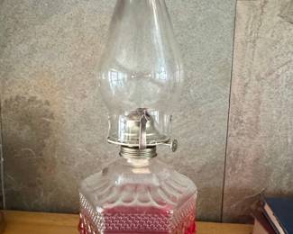 Anchor Hocking Wexford Ruby Red Flashed Oil Lamp