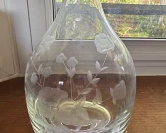 Vintage Etched Floral Crystal Decanter - Toscany