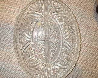 Anchor Hocking Stars & Bars Divided Relish Dish