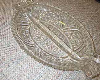 Anchor Hocking Stars & Bars Divided Relish Dish
