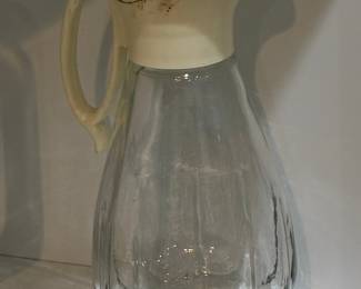 Vintage Log Cabin Syrup Dispenser Pitcher