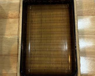 Pyrex #232 Baking Dish with Wicker Carrier