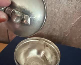 Vintage Silver-Plated Spherical Trinket Box with Bow Finial