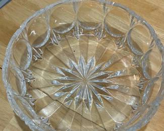American Brilliant Period Cut Glass Bowl with Thumbprint and Starburst Pattern