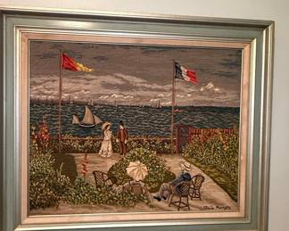 Claude Monet 'Terrace at Sainte-Adresse' Needlepoint Tapestry Reproduction