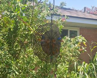 Metal Butterfly Wind Spinner with Glass Accents
