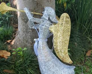 Lighted Mesh Angel Christmas Yard Decoration with Trumpet