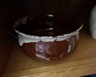 Vintage Brown Drip Glaze Bean Pot