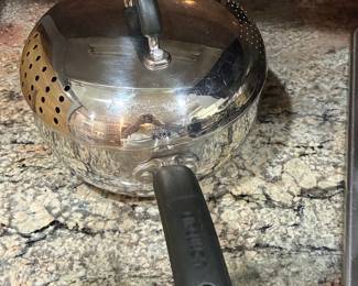Circulon Total Ti Hi-Low Steel 3-Quart Straining Saucepan