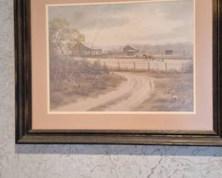 Vintage Ben Hampton "Sorghum Mill" Signed Limited Edition Print in Wood Frame