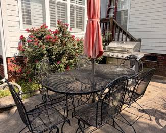 Metal Patio Table with 6 Chairs