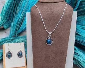 Blue Apatite Necklace Earring Set
