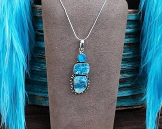 Blue Quartz Druzy Necklace