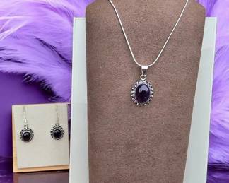 Amethyst Necklace Earring Set
