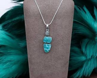 Blue Quartz With Titanium Druzy Necklace