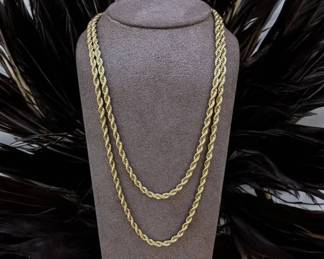 Long Gold Rope Chain Necklace No Markings
