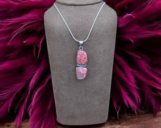 Pink Quartz Druzy Necklace