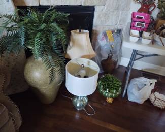 Large faux plant/ lamps