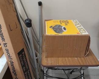 Slide projector, table and screen