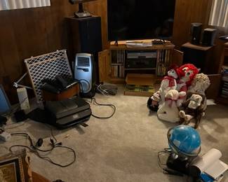 TV, globe, stereo equipment