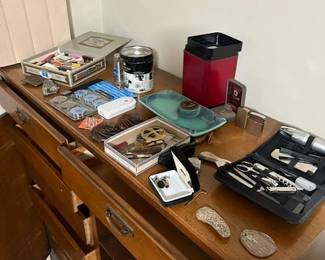 Chest, pocket knives, Zippo Lighters