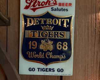 Stroh's / Detroit Tigers 1968 World Champs Bar Sign