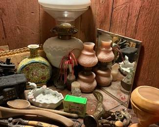 oil lamp and vintage decor