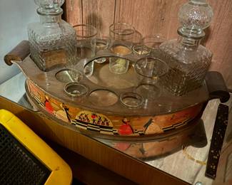 Vintage bar tray (missing two glasses)