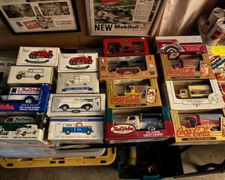 Diecast car banks (True Value and Coca Cola)