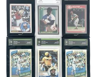 6pc Graded Ripken/Clemens:Rose Baseball Cards