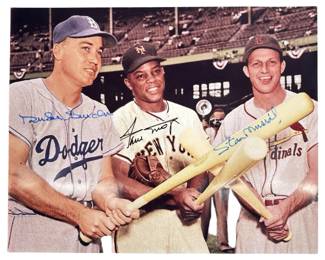 Duke Snider Willie Mays Stan Musial Signed Photo