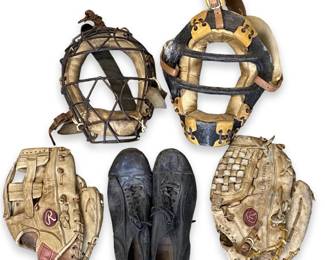 Antique Baseball Masks, Gloves & Cleats Lot