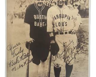 (7pc) Signed Babe Ruth Lou Gehrig Photo