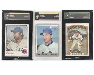3pc Graded Seaver/Niekro/Santo Card Set
