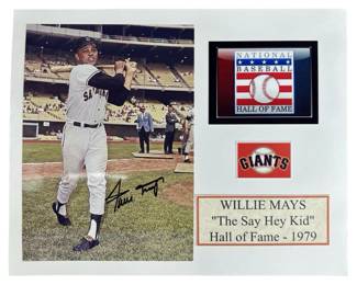 Willie Mays Signed Giants Hall of Fame Photo