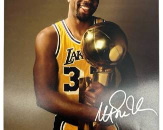 Magic Johnson Signed Lakers Trophy Photo COA