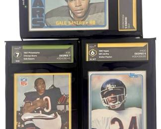 3pc Graded Gale Sayers/Walter Payton Card Set