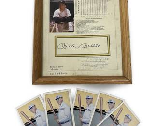 Mickey Mantle Signed Autograph Display w/Cards