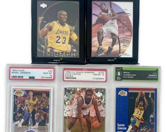 5pc Magic Johnson, Iverson & Carter Graded Lot