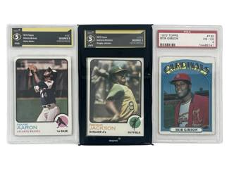 3pc Aaron/Jackson/Gibson Graded Baseball Cards