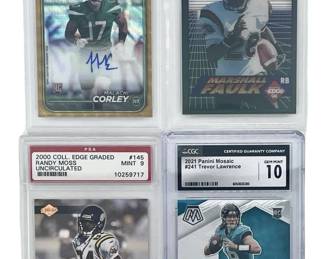 4pc Corley/Moss/Faulk Graded Football Card Set