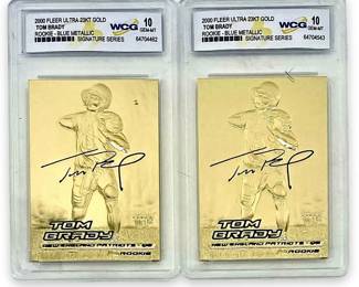 2000 Tom Brady 23KT Gold WCG 10 Card Pair