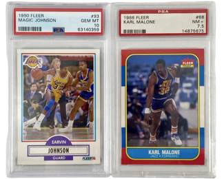 1986 Karl Malone RC & Magic Johnson PSA