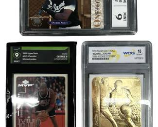 Michael Jordan Graded 3-Card Lot 23KT Gold
