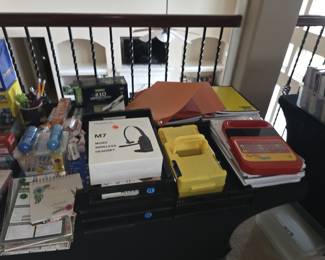 Assorted office and school supplies.