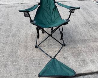Outdoor chair with foot rest.