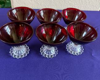 Vintage Ruby Red Glass Sherbetor Dessert Cups(Set of 6)