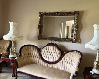 Vintage Victorian sfa set creme color.