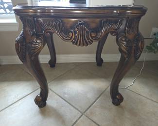 Ornate carved 3 piece Table set 2 end tables and sofa table.