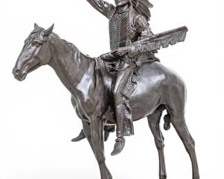 Lot 81 After Cyrus Edwin Dallin (American, 1861-1944) Monumental Bronze Sculpture 20th C., 'Chief Washakie', H 40" W 16" L 38"